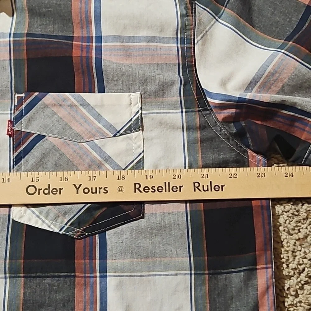 Levi's Shirt Mens Extra Large Short Sleeve Plaid Western‎